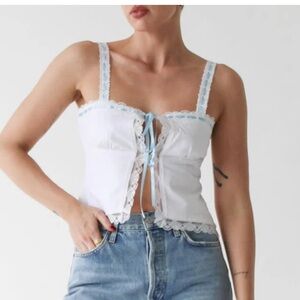 Rumoured vintage love cami in white & blue size M